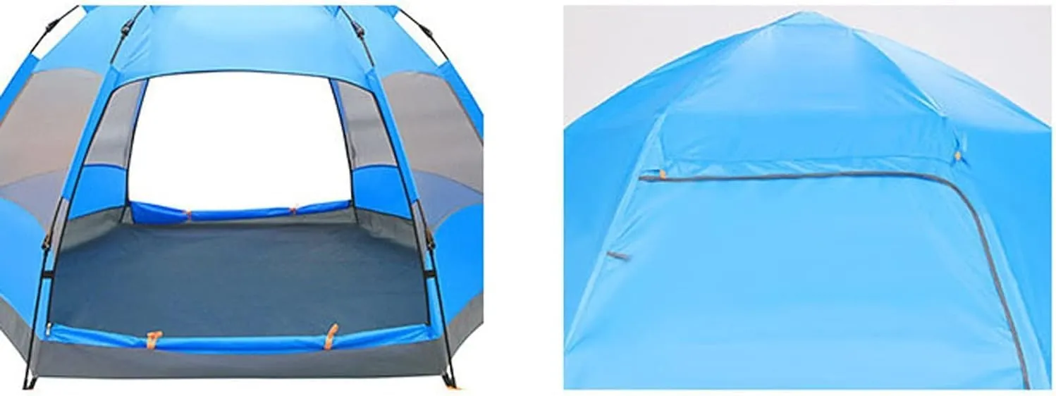 Tents Outdoor 5-8 Person Double Hex Beach Automatic Tent Camping Rainproof Tent (Orange One Size) (Blue One Size) (Orange One Size)