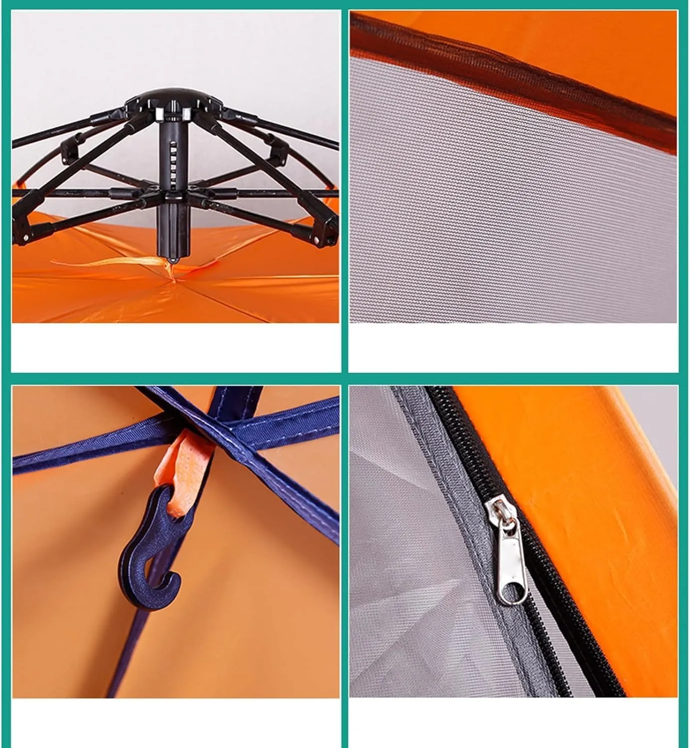 Tents Outdoor 5-8 Person Double Hex Beach Automatic Tent Camping Rainproof Tent (Orange One Size) (Blue One Size) (Orange One Size)