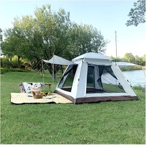 Tepee Tent Camping 4 People Pop Open in Three Seconds,Double Doors and Four Windows Waterproof for Tents Stable and Practical Waterproof Tents for Family Camping,Hiking Party