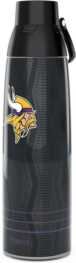 Tervis Venture Water Bottle NFL® Minnesota Vikings - Full Speed Triple Walled Insulated Tumbler Travel Cup Keeps Drinks Cold & Hot, 36oz, Stainless Steel