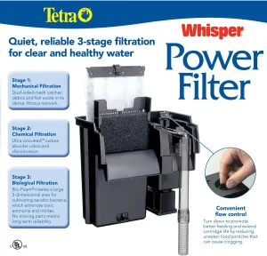 Tetra Whisper Power Filter for Aquariums, 3 Filters in 1, Up to 30-Gallons