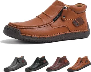 The First Young Driving Boots, Men's Handmade Premium Leather Slip on Driving Boots Waterproof, Arch Support, Travel & Outdoor