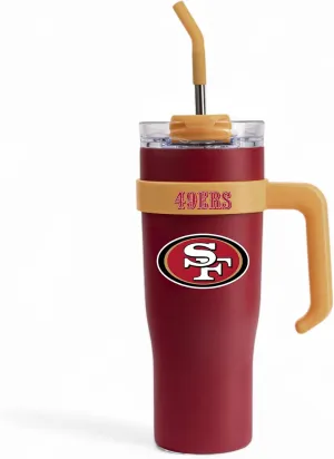 The Memory Company Officially Licensed NFL 40oz Slim Tumbler - Double-Wall Insulated Stainless Steel Travel Mug, Leak-Proof Design With Straw, Team Color Game Day Cup for Hot & Cold Beverages
