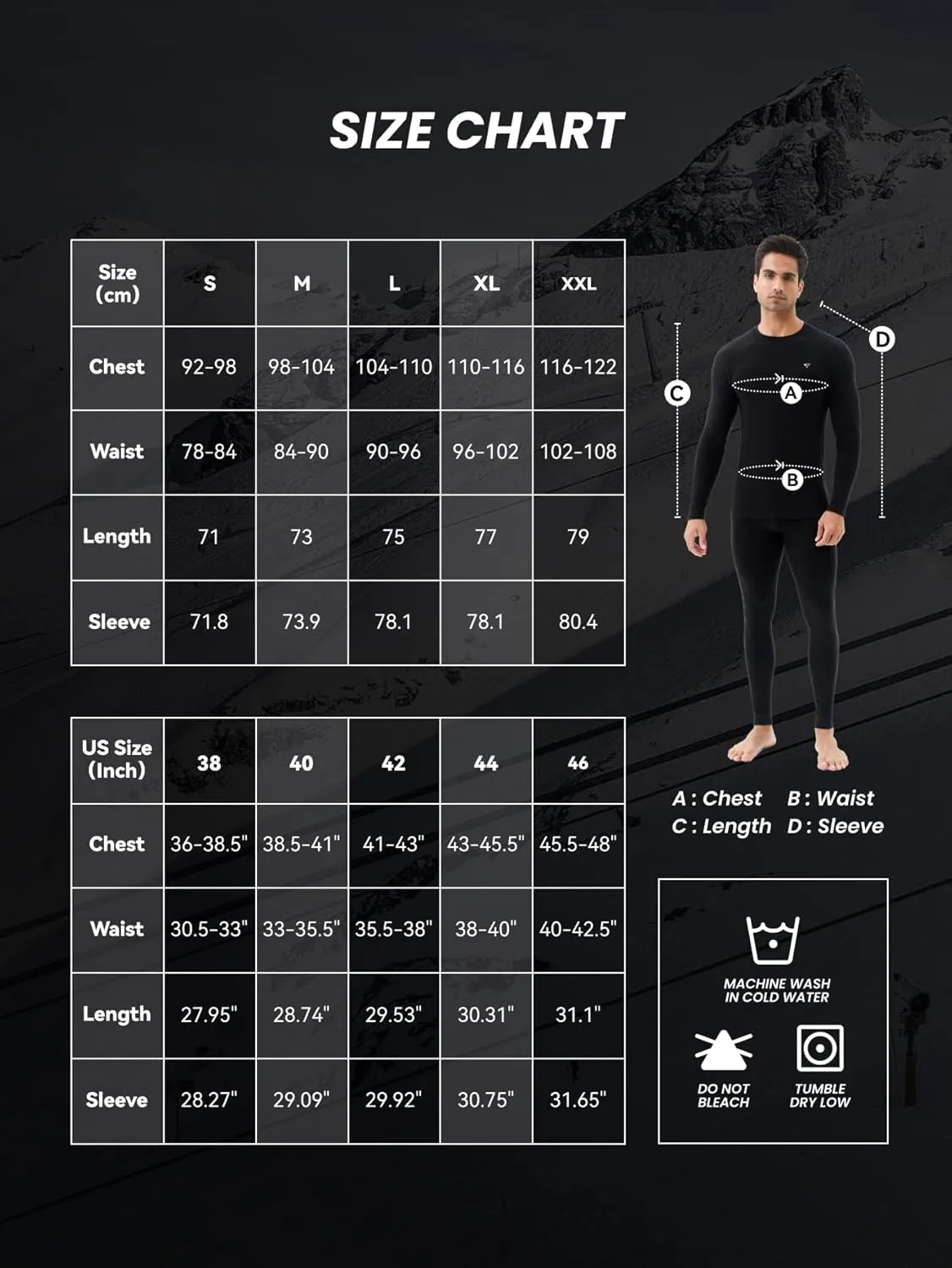 Thermal Underwear Men Fleece Lined - Midweight Long Sleeve Shirt, Base Layer Top for Cold Weather