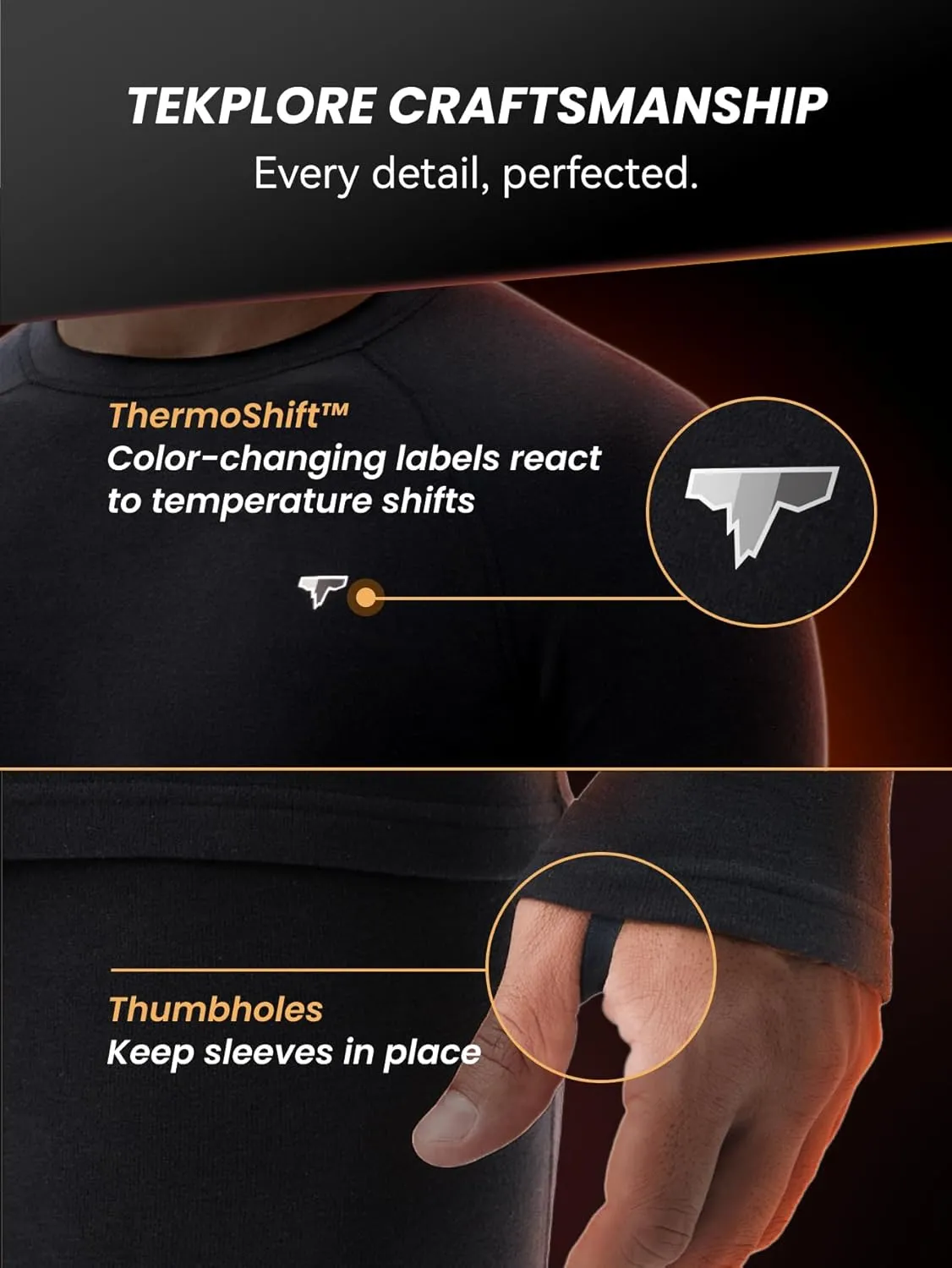 Thermal Underwear Men Fleece Lined - Midweight Long Sleeve Shirt, Base Layer Top for Cold Weather