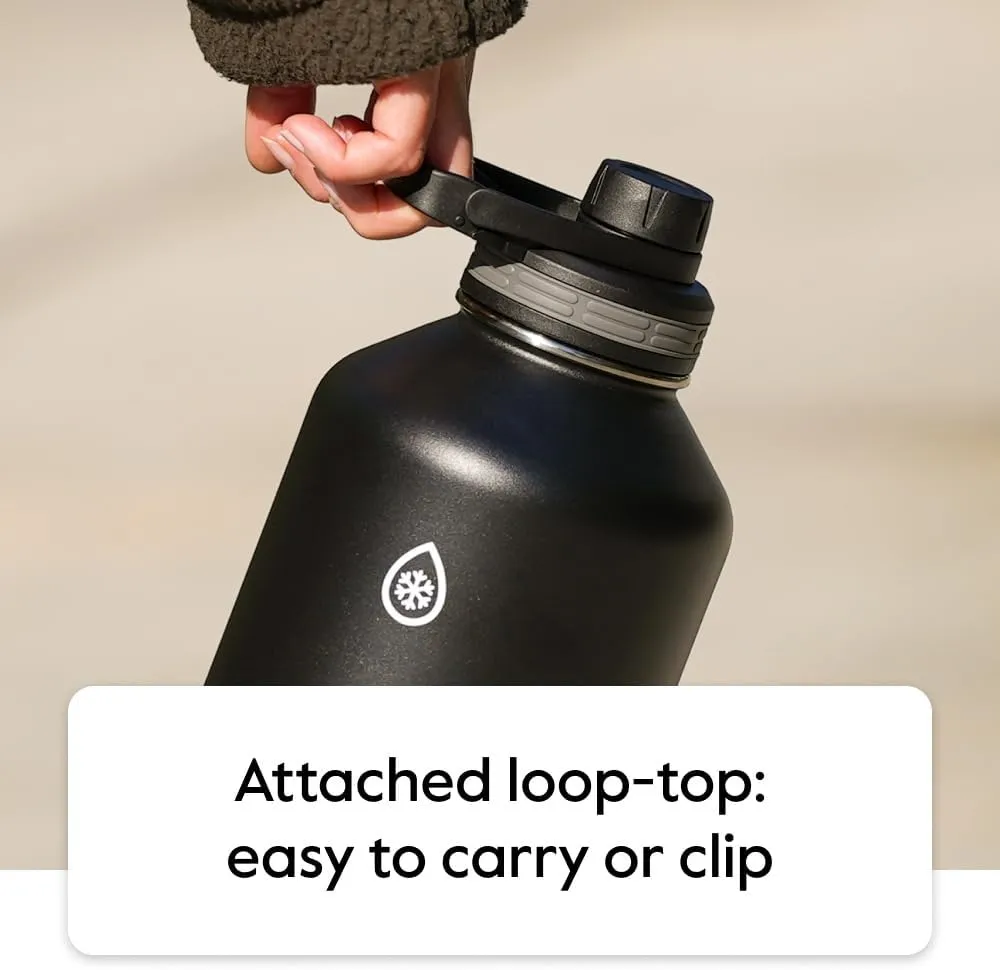 ThermoFlask Bottle with Chug Lid & Straw Lid - Insulated Stainless Steel Water Bottle with Leak-Proof Lids - Dishwasher-Safe Reusable Bottle & Lids - Durable Bottle, 2 Straws & 2 Lids - 18 oz, White