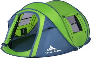 ThreeBears Instant Pop-Up Tent–2 Person Tent with Easy Automatic Setup, Ideal for Camping, Traveling, and Outdoor Adventures. Quick and Convenient Assembly
