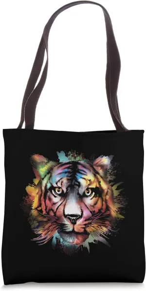 Tiger Large Cat Predatory Cat Watercolour Tiger Head Tote Bag