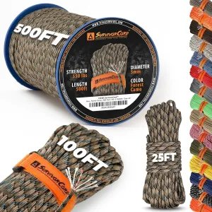Titan Survival Outdoor Essentials Bundle – 620LB Paracord   XL Mylar Blankets (5-Pack) for Camping, Emergency & Cold Weather Protection