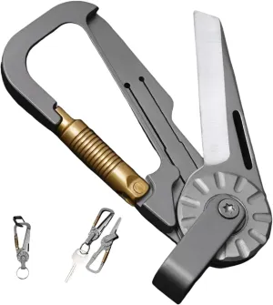 Titanium Alloy Keychain Knife for Men - EDC Gear Multitool Carabiner with Folding Utility Knife, Tactical Keychain Accessory, Pocket knife, portable gift for the boyfriend