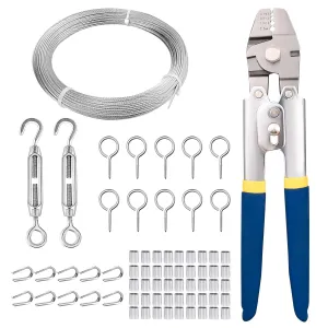 TooTaci 65ft 1/16 Stainless Steel Cable with Wire Rope Crimping Tool Kit, Turnbuckles for Cables Wire Tension Kit for Garden Trellis, String Light Hanging, Picture Hanging