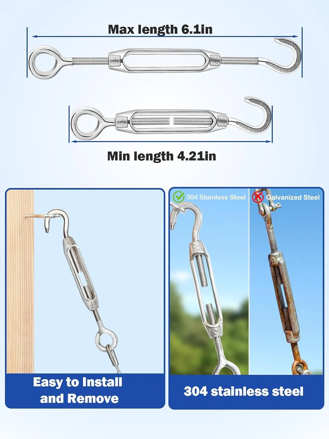 TooTaci 65ft 1/16 Stainless Steel Cable with Wire Rope Crimping Tool Kit, Turnbuckles for Cables Wire Tension Kit for Garden Trellis, String Light Hanging, Picture Hanging