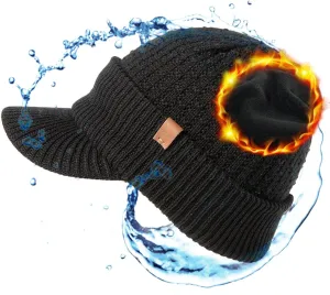 TOP-EX L/XL/XXL 50% Merino Wool Waterproof All Weather Brim Beanie Fleece Lined Unisex