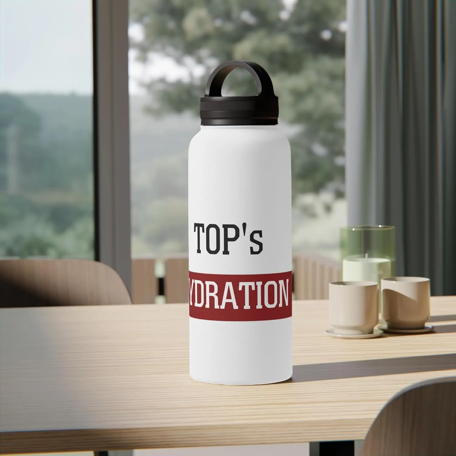 Top's Hydration: Insulated Water Bottle – Stainless Steel, Handle Lid, Perfect Military Gift, 12oz, 18oz, 32oz