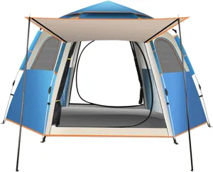 Topyond Camping Tent, Double Layer Family Tent with Automatic Pop Up Design, Large Space Hexagonal Structure for Hiking, Fishing, and Backpacking, Sun and Wind Proof Oxford Cloth (5 to 8 Person)