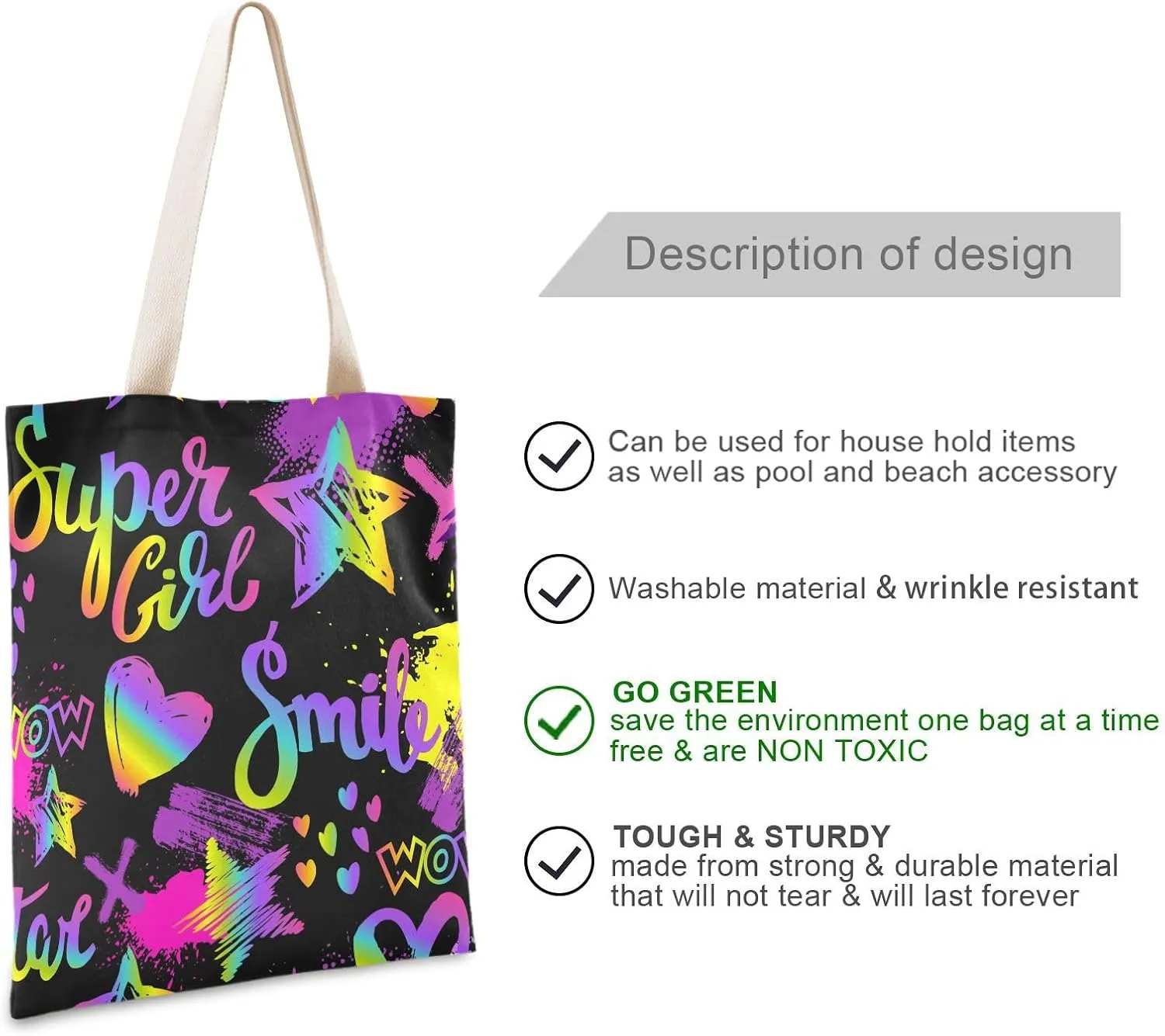 Tote Bag for Women Foldable Tote Bag With Pouch Large Shoulder Bag Top Handle Handbag for Travel Work Pattern 1