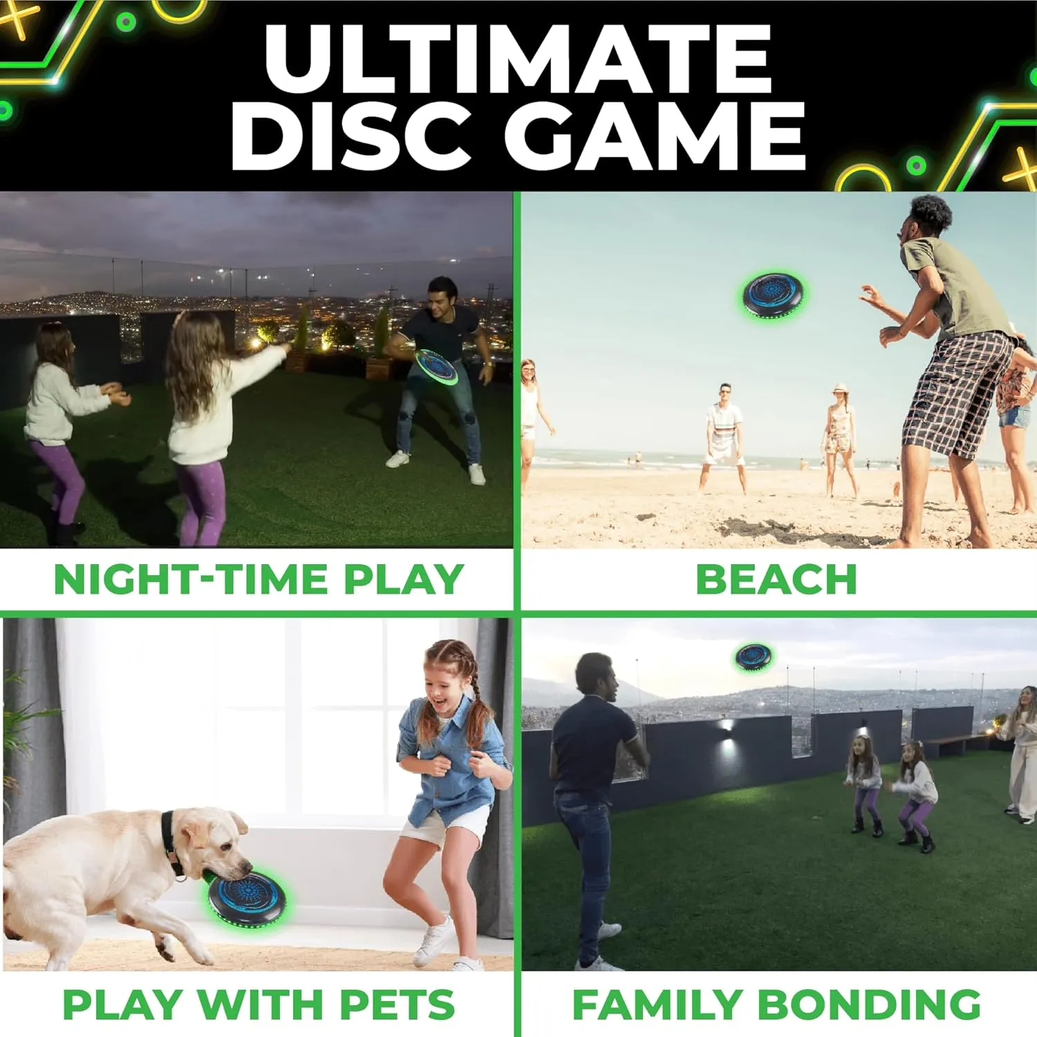 Toysery LED Light Up Fresbee - Glow in The Dark Fresbee for Kids and Adults, Flying Disc Adventure for Day and Night - Easy to Use Ideal for Camping Game