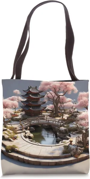 Tranquil Zen Afloat in Circular Korean Garden Elegance Tote Bag