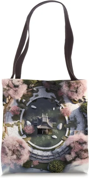 Tranquil Zen Afloat in Circular Korean Garden Elegance Tote Bag