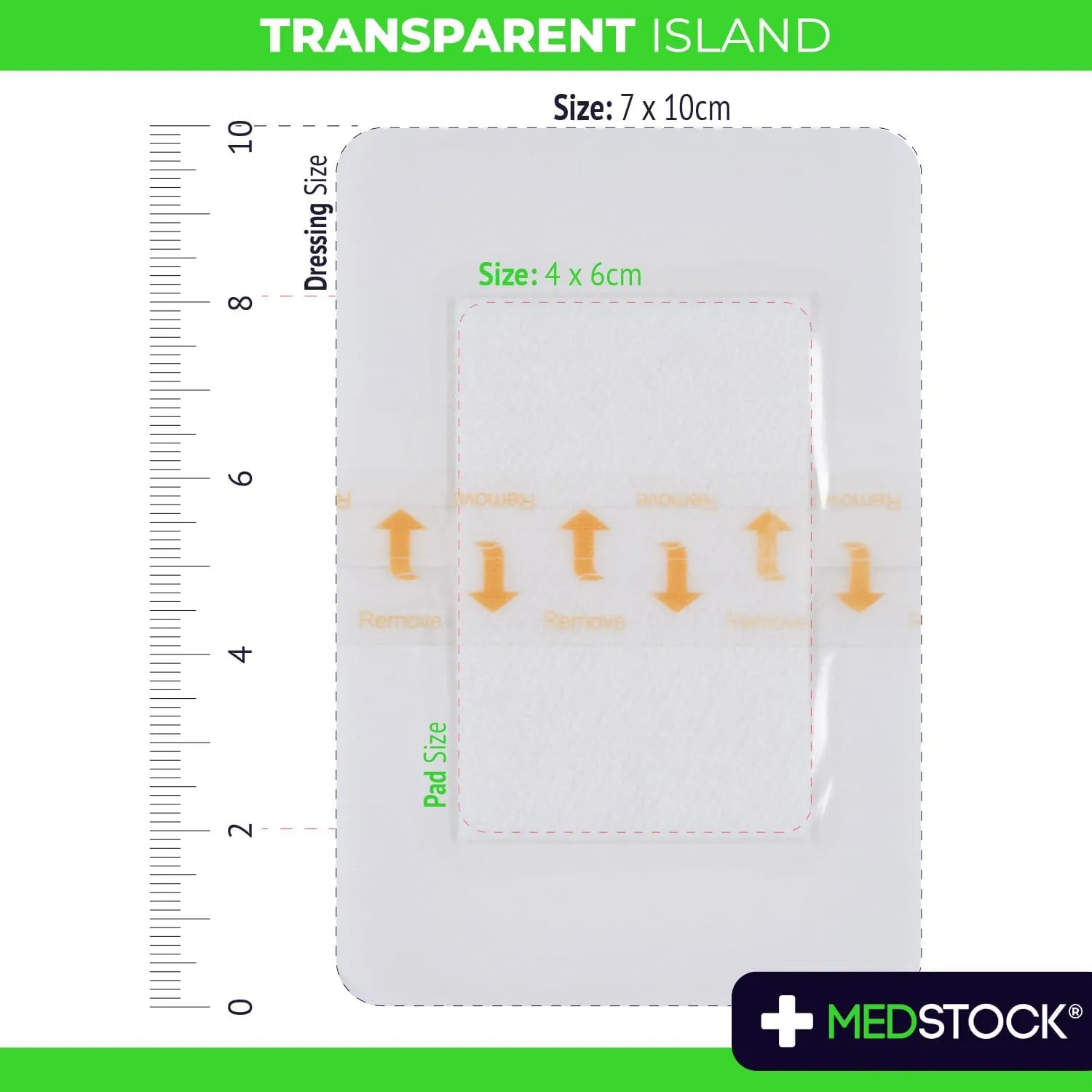 Transparent Island Dressing, 2.75"x4" (Pack of 100), Waterproof Dressing, Polyurethane Coat, Highly Breathable, Medical Grade, Acrylic Adhesive, Waterproof, Wound Monitoring and Healing