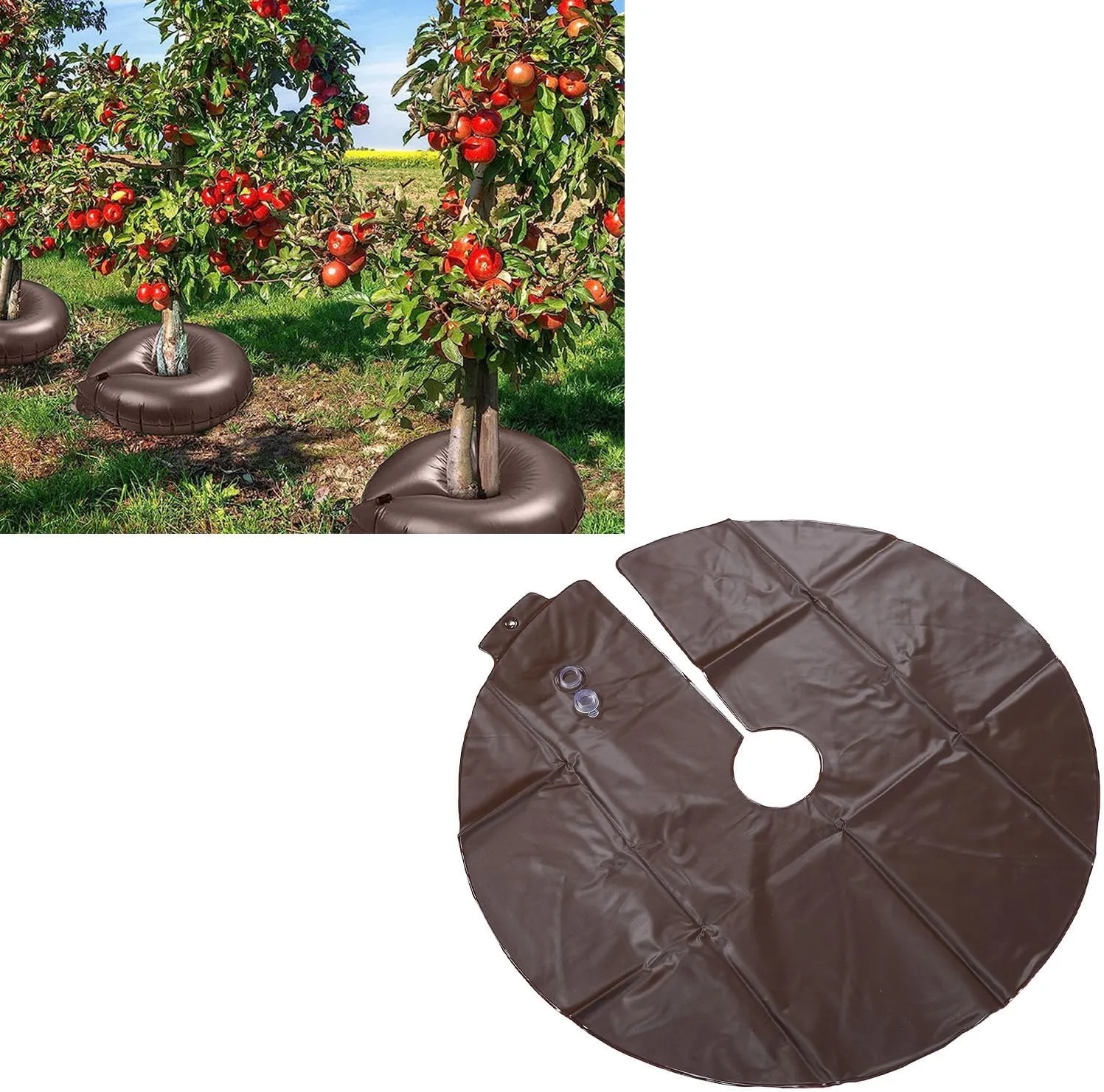 Tree Wate Bag, 15 Gallon Capacity, Drip Irrigation System, PVC, for Deep Root Hydration and Drought Protection (Brown)