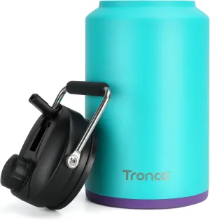 Tronco 1 Gallon Water Bottle, 128 oz Large Stainless Steel Triple Wall Vacuum Insulated Water Jug with Straw Lid and Spout, Keep Cold 48 Hrs, Top Handle, Leak Proof, Wide Mouth, Sweat Proof, BPA Free