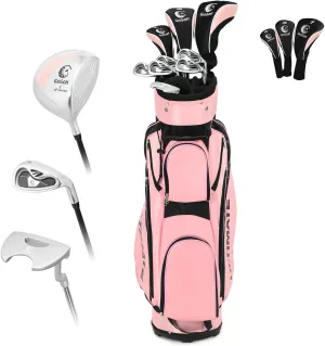 ULTIMATE Women's Complete Golf Club Set, 9/10/11pcs Right Handed Ladies Golf Clubs Set w/ 460cc Alloy Driver, #3 Fairway Wood, #4 Hybrid, #6/#7/#8/#9/#P Irons & Putter