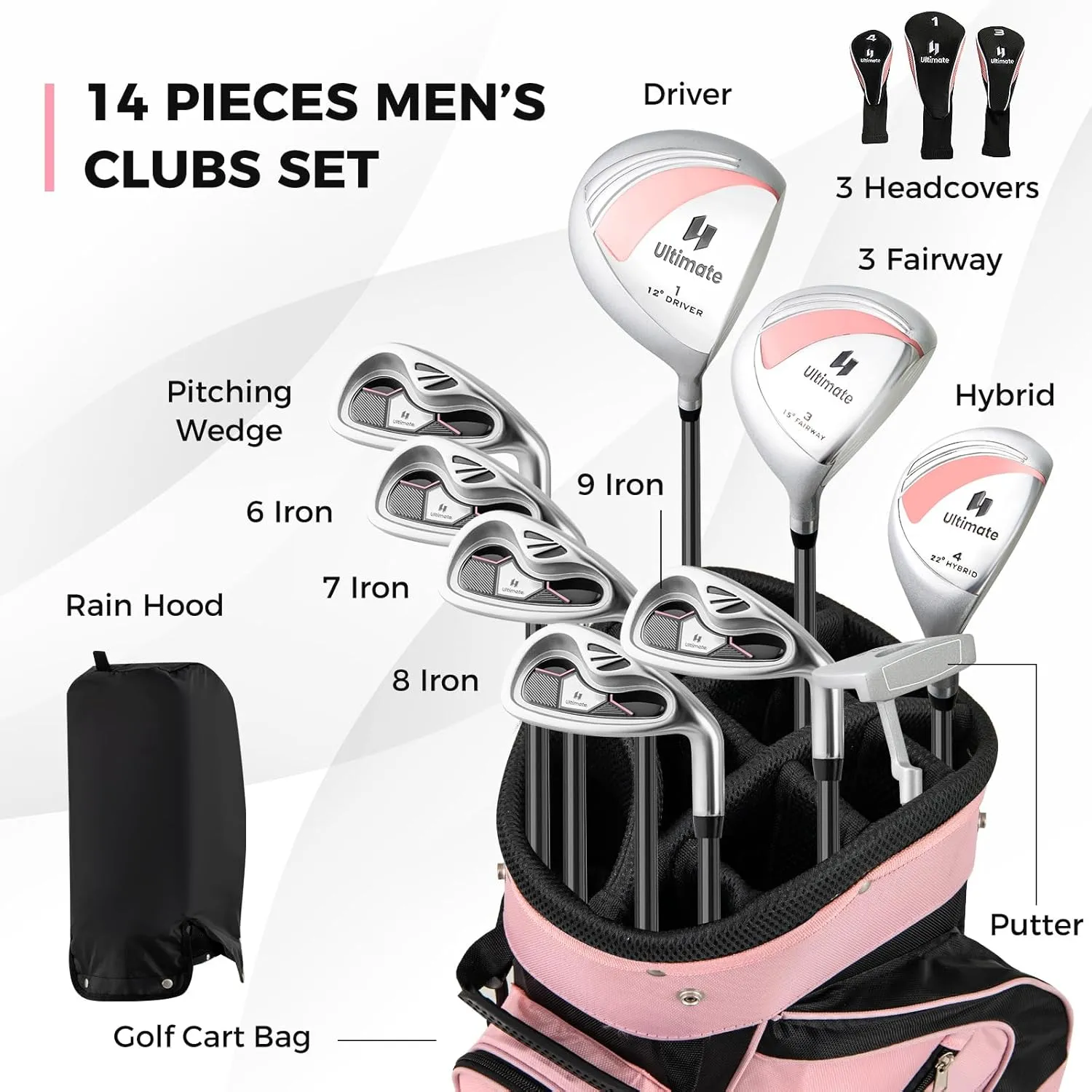 ULTIMATE Women's Complete Golf Club Set, 9/10/11pcs Right Handed Ladies Golf Clubs Set w/ 460cc Alloy Driver, #3 Fairway Wood, #4 Hybrid, #6/#7/#8/#9/#P Irons & Putter