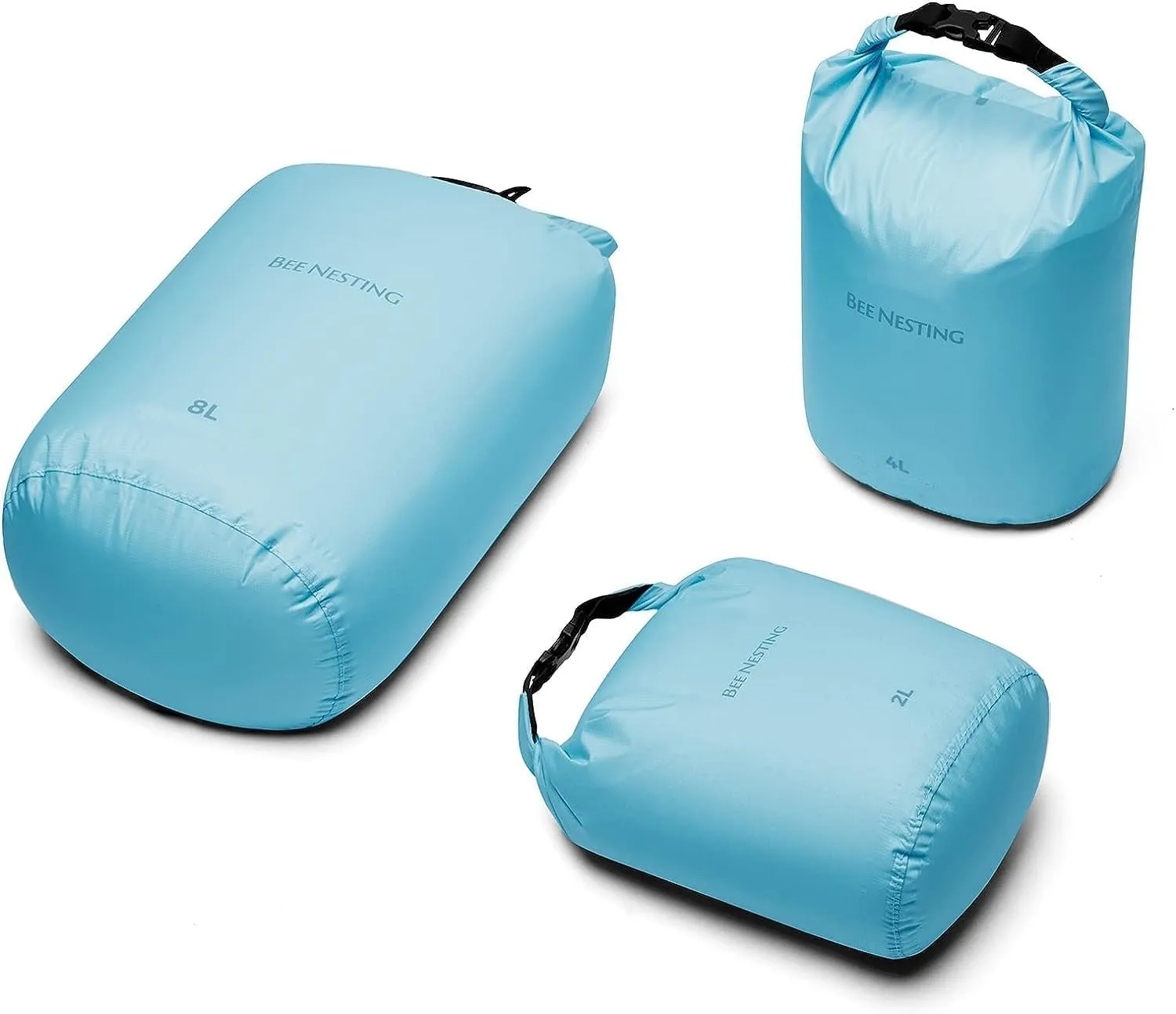 Ultralight Dry Bags 3 Piece Set - Waterproof Siliconized Dry Sack Accessory for Lightweight Travel, Boating, Kayaking, Camping, Swimming(Blue, 2L 4L 8L 3 Pack)