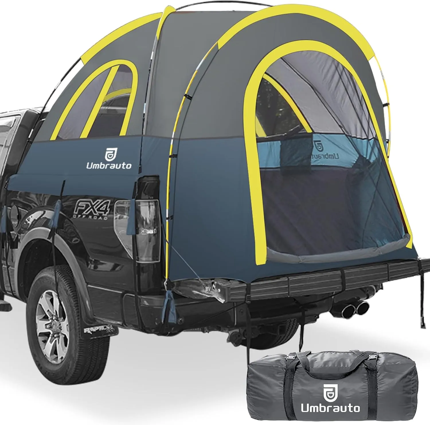 Umbrauto Truck Bed Tent: 6.4-6.7FT PU3000mm Waterproof Pickup Tailgate Truck Tents, Easy Set-up for 2 Person, Fits Full Size Short Bed, Chevy, Dodge, Ford, GMC, Blue