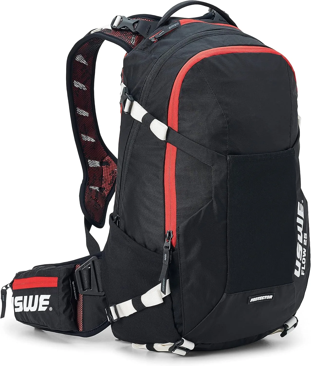 USWE Flow 16L - Backpack with Back Protector, for Bike, Mountainbike, MTB and E-MTB, Black