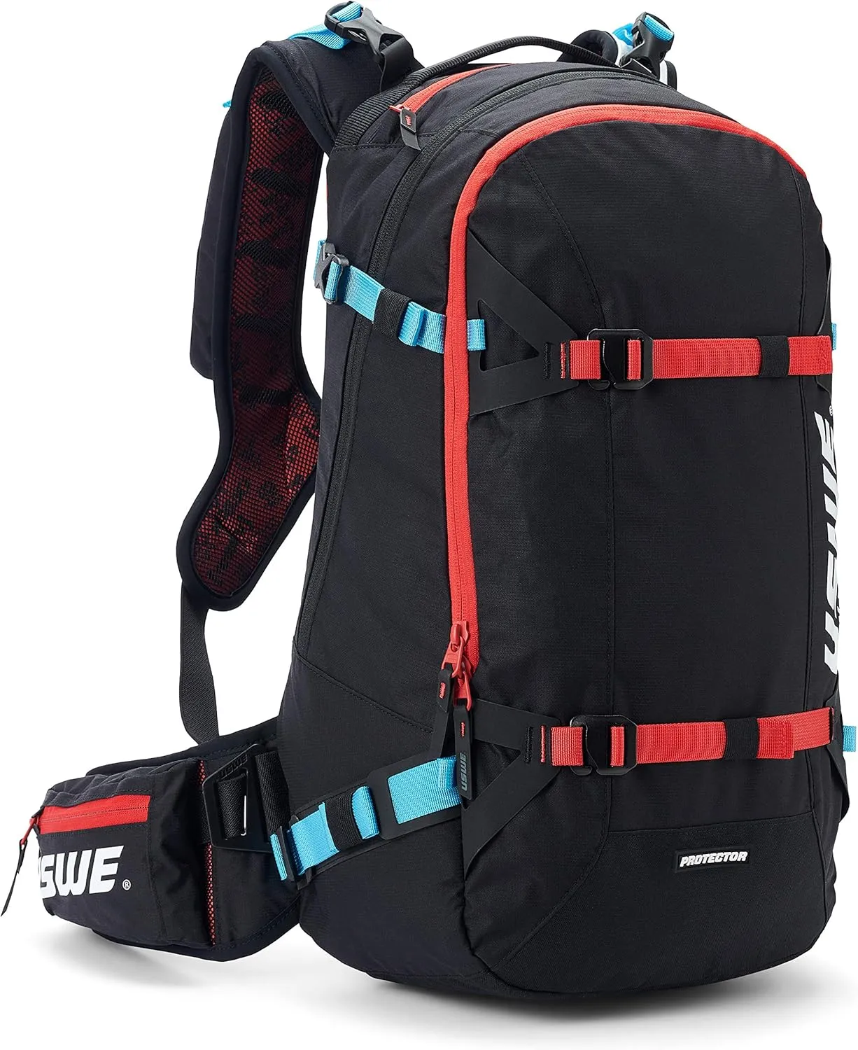 USWE Pow 25L, Ski and Snowboard Backpack with Back Protector, for Men and Women. Insulated Snow Hydration Pack with Thermo Cell Freeze Protection. Bounce Free. Black.