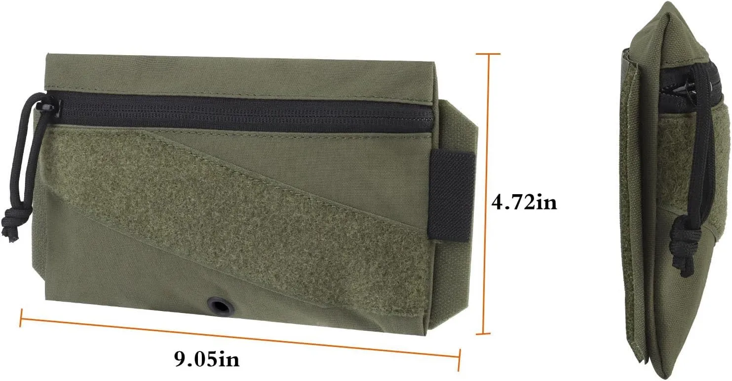 Utility Tactical Zipper Pouch with Hook and Loop Panel ，Sewn Mini Pouch Carrying Kit Tool Pouch for Tactical Vest and Packback 2PC