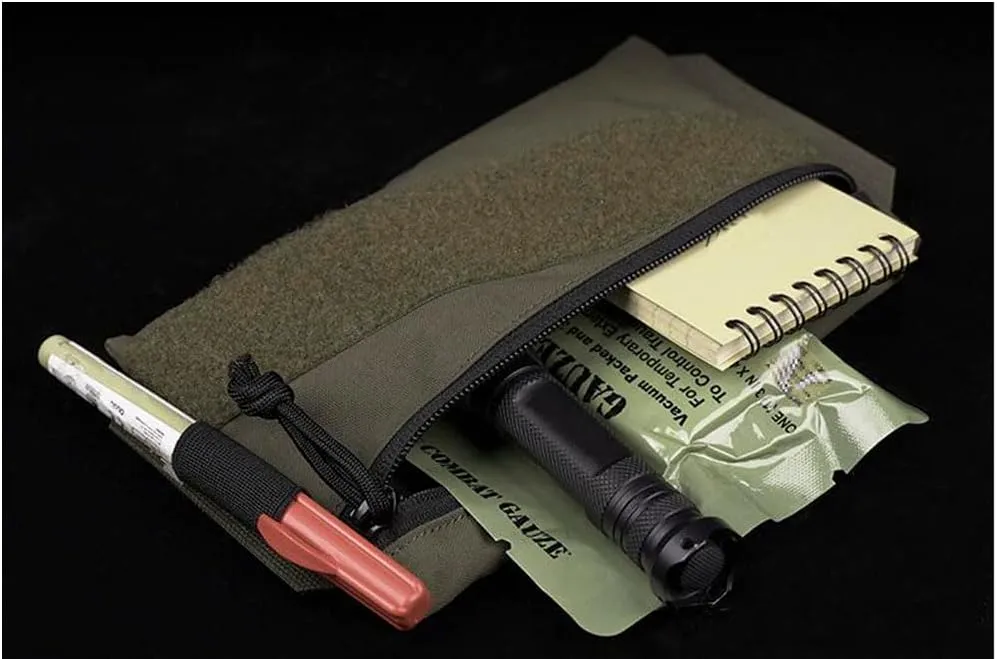 Utility Tactical Zipper Pouch with Hook and Loop Panel ，Sewn Mini Pouch Carrying Kit Tool Pouch for Tactical Vest and Packback 2PC