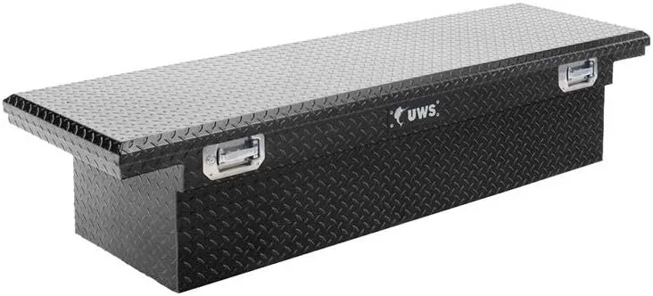 UWS EC10492 Pull Handle 69-Inch Gloss Black Heavy-Wall Aluminum Truck Tool Box with Low Profile, RigidCore Lid