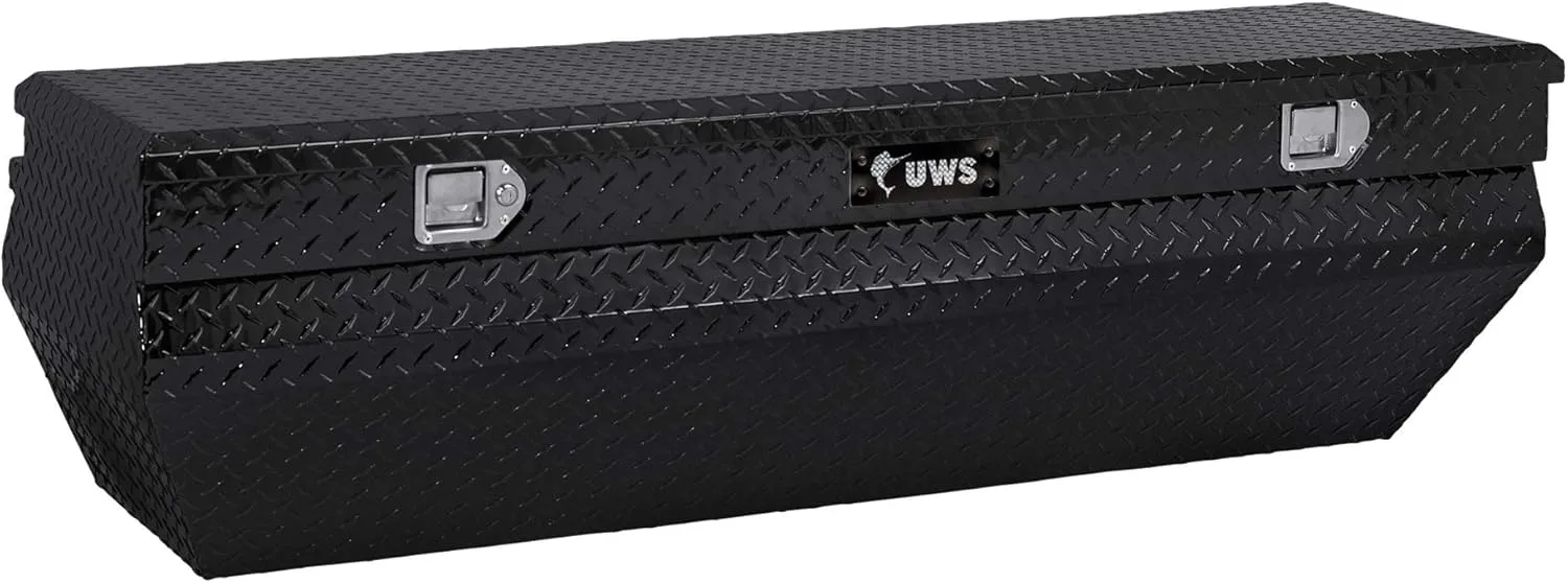UWS EC20322 55-Inch Gloss Black Heavy-Wall Aluminum Wedge Angled Truck Storage Box, RigidCore Lid
