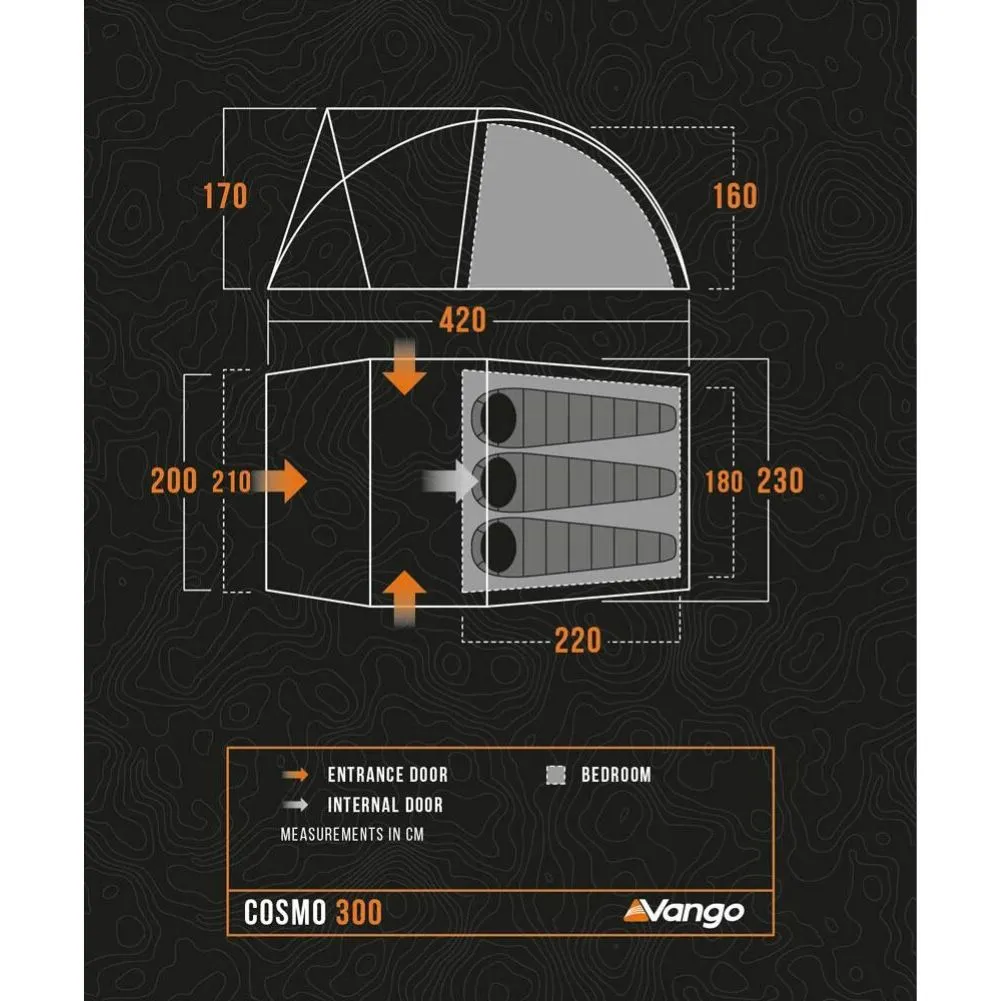Vango Cosmos 300 Tent - 3-Man Tent (Pamir Green)