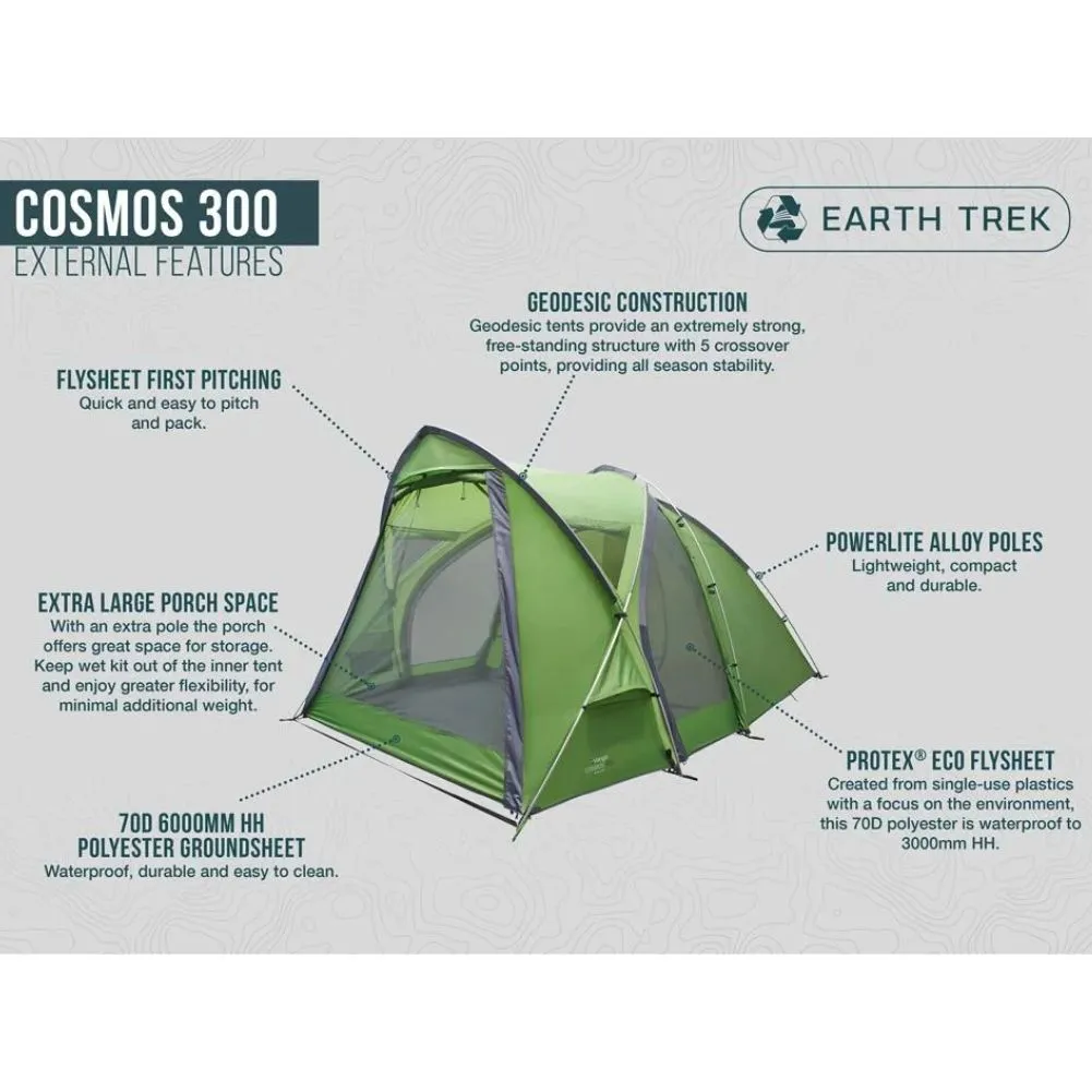 Vango Cosmos 300 Tent - 3-Man Tent (Pamir Green)