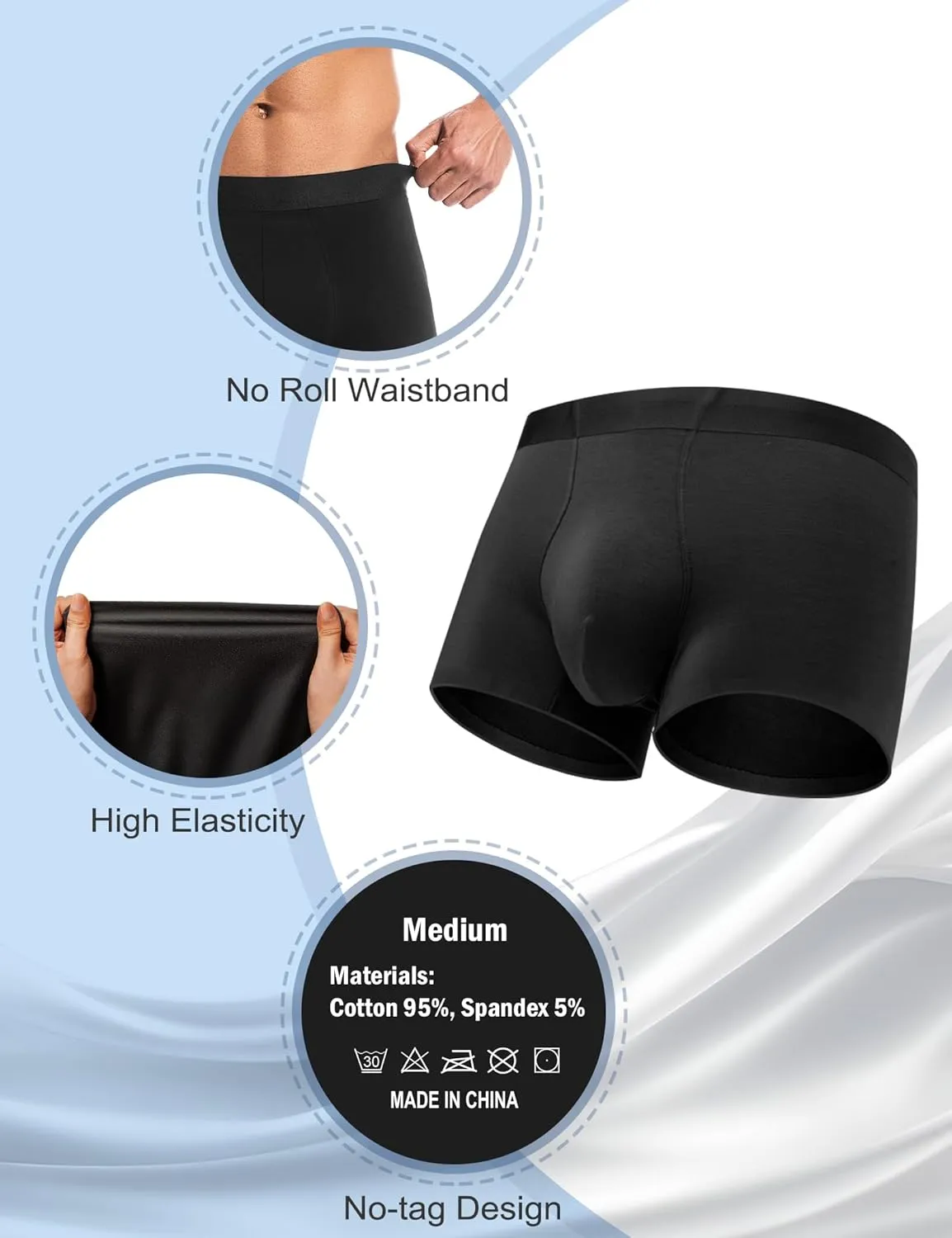 Varmax Incontinence Underwear for Men, Cotton Reusable Washable Leakproof Boxer Briefs, Heavy Flow Bladder Leak Men's Incontinence Underwear