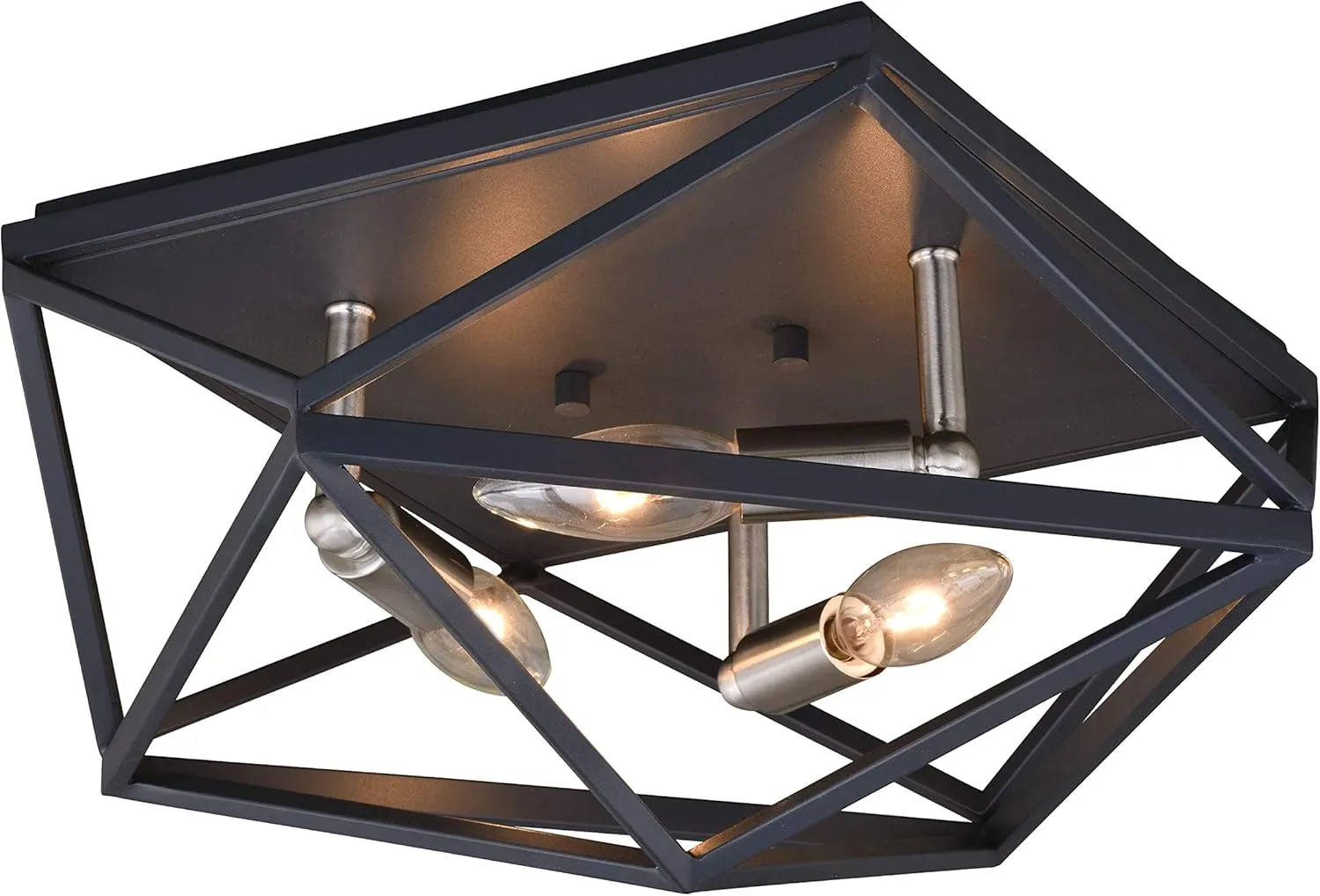 VAXCEL Hailey 15-in W Black Nickel Industrial Cage Flush Mount Ceiling Light Fixture