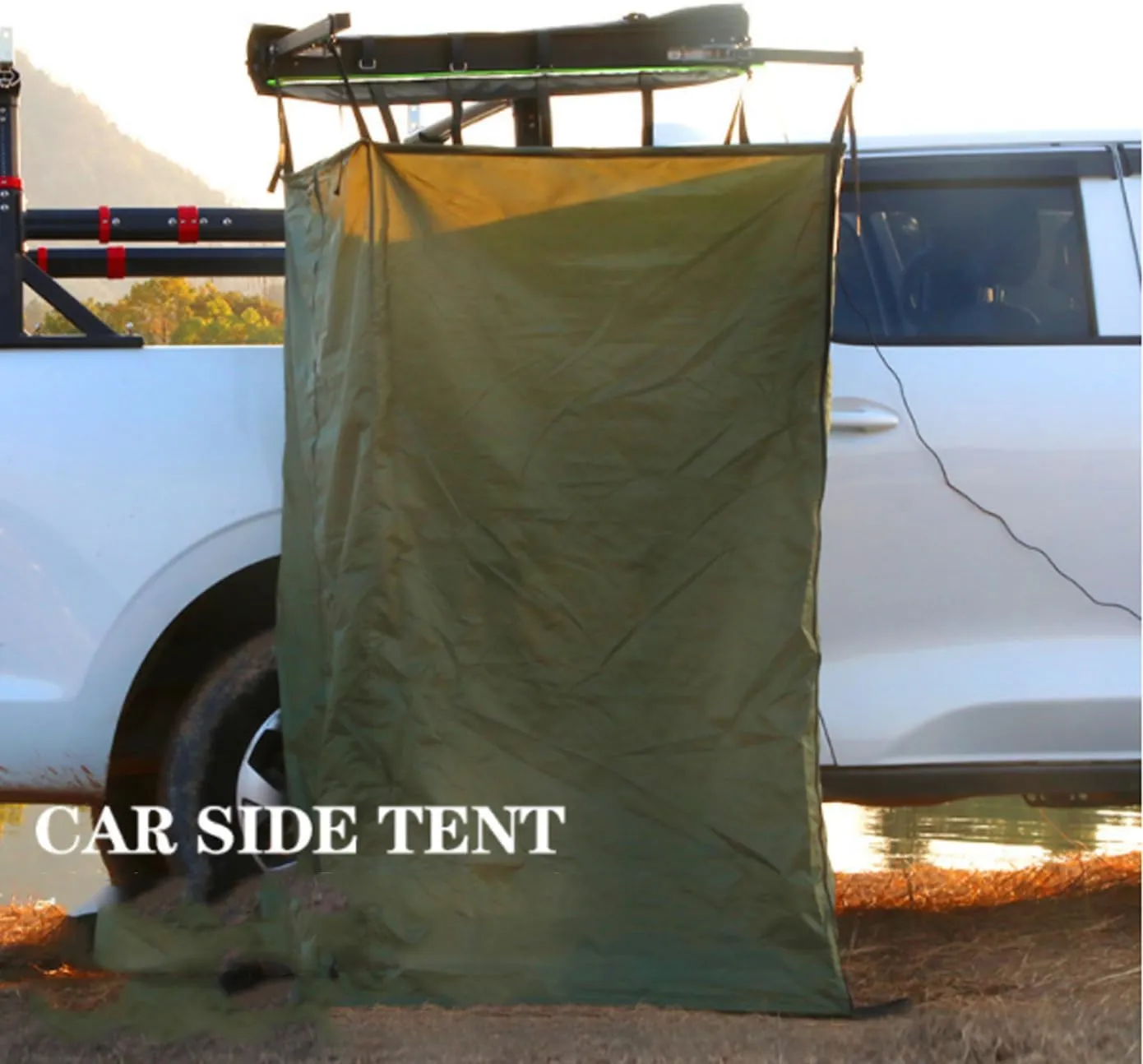 Vehicle Awning Shower Tent, Waterproof Car Side Camping Shower Tent Overland for SUV Truck, Car Side Shower Room, Camping Shower Tents, Easy Setup (Green 110 * 100 * 180cm)