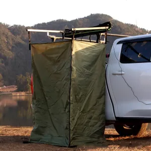 Vehicle Awning Shower Tent, Waterproof Car Side Camping Shower Tent Overland for SUV Truck, Car Side Shower Room, Camping Shower Tents, Easy Setup (Green 110 * 100 * 180cm)
