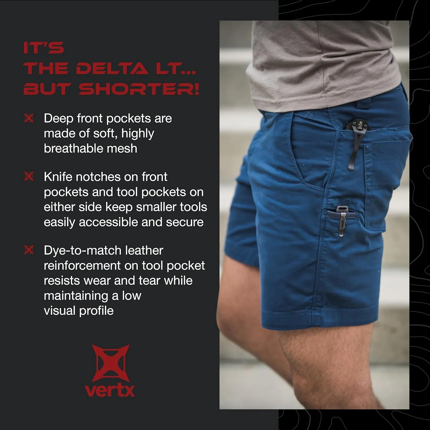 Vertx Delta LT 8 Inch Mens Tactical Shorts with Pockets, Lightweight Stretch Casual Tactical Operations Gear, Athletic-Fit
