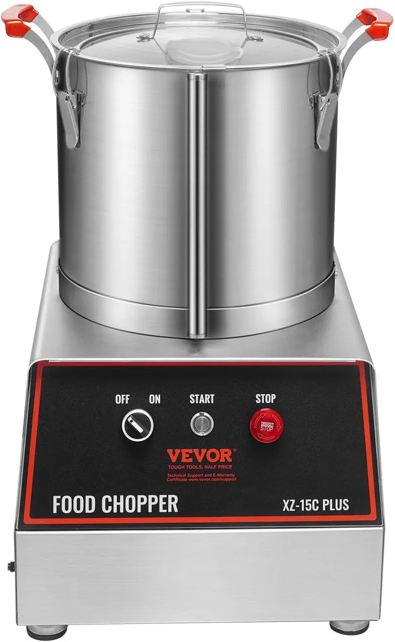 VEVOR Food Processor & Vegetable Chopper, 16 Quart, 1400W Food-Grade Stainless Steel Food Processor Chopper with 2 Extra S-Curve Blades, Multifunctional for Chopping Vegetables, Grains, Nuts