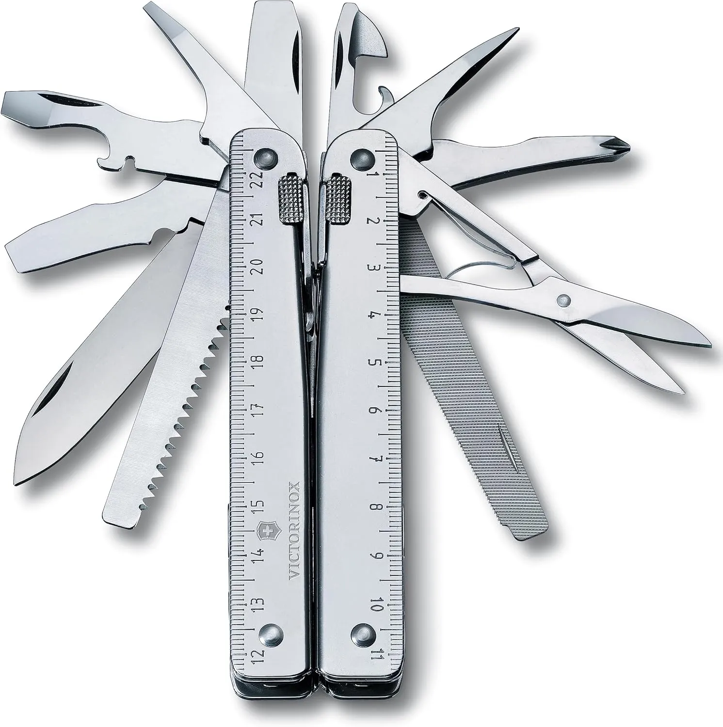 Victorinox 3.0339.L Swisstool X Plus Ratchet with Leather Pouch Extremely Handy, Functional, and Compact in Silver 4.5 inches