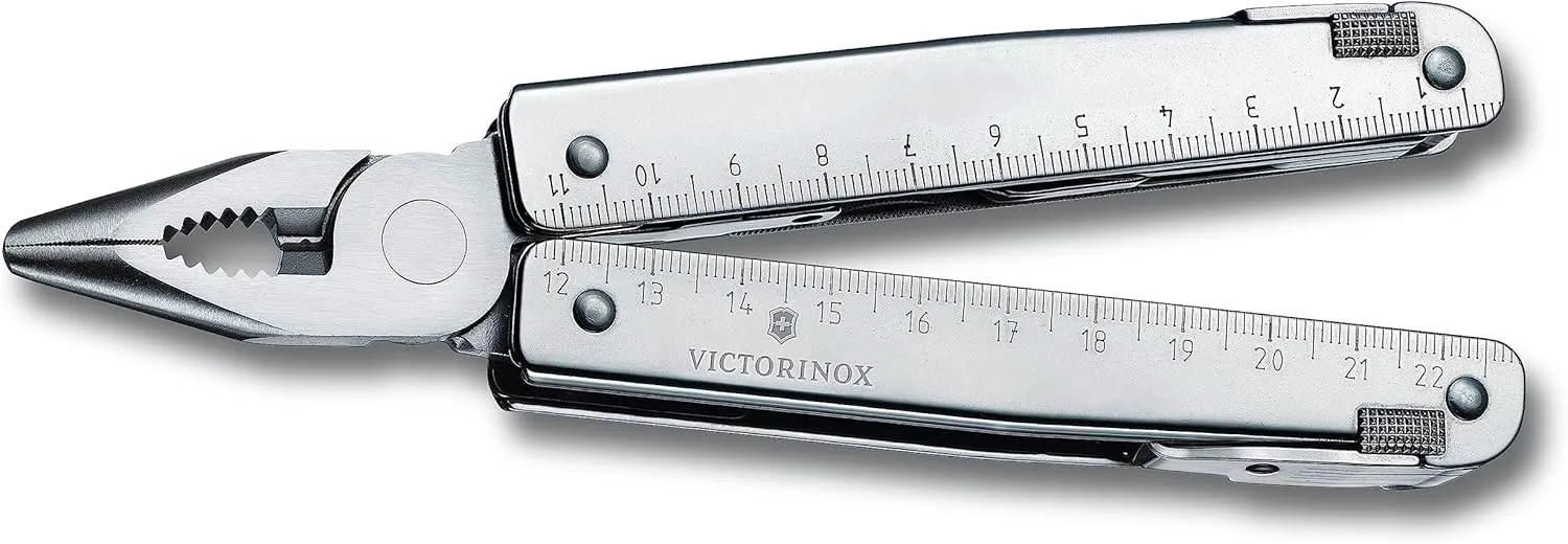 Victorinox 3.0339.L Swisstool X Plus Ratchet with Leather Pouch Extremely Handy, Functional, and Compact in Silver 4.5 inches