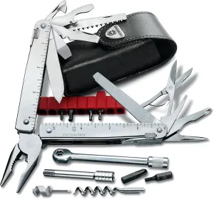 Victorinox 3.0339.L Swisstool X Plus Ratchet with Leather Pouch Extremely Handy, Functional, and Compact in Silver 4.5 inches