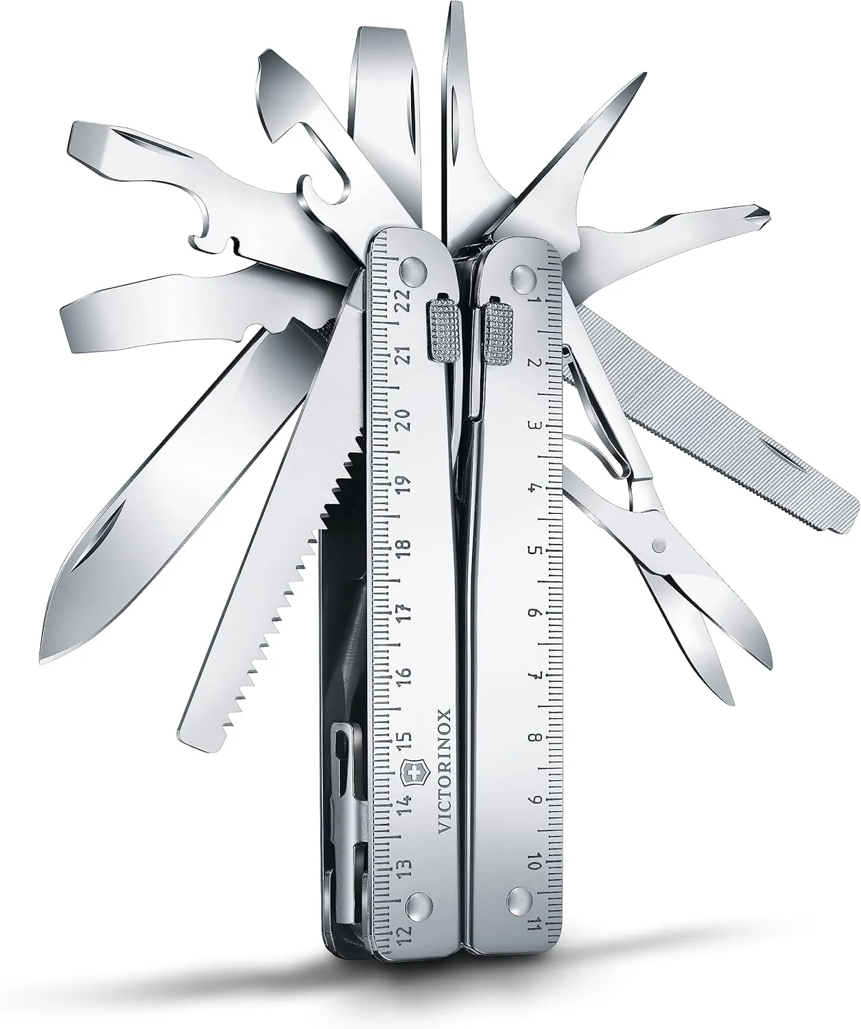 Victorinox 3.0339.L Swisstool X Plus Ratchet with Leather Pouch Extremely Handy, Functional, and Compact in Silver 4.5 inches