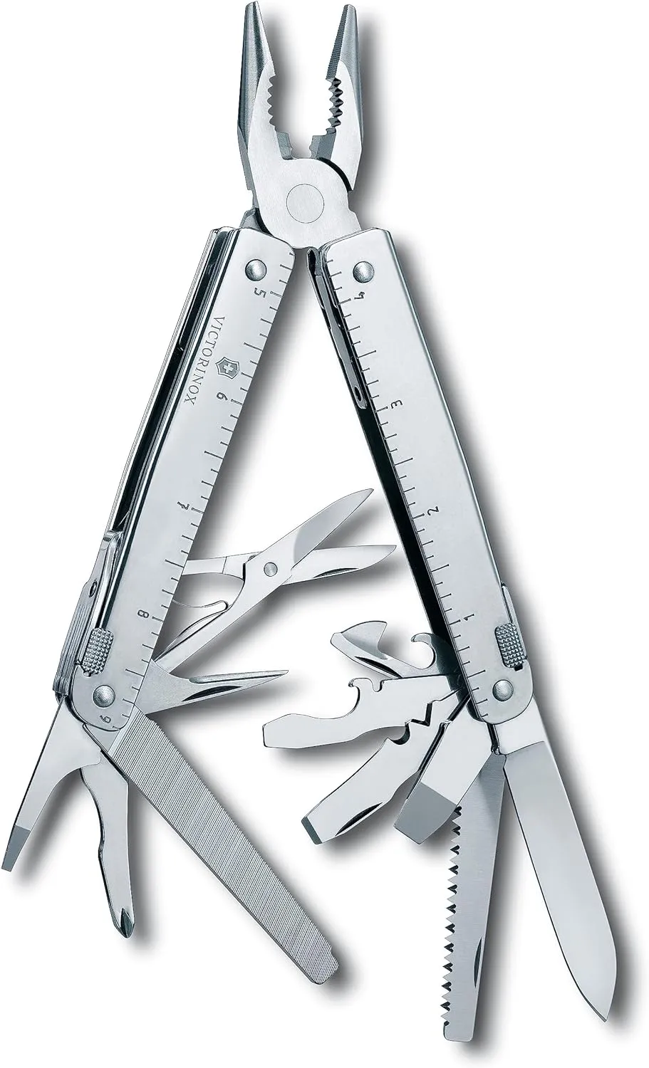 Victorinox 3.0339.L Swisstool X Plus Ratchet with Leather Pouch Extremely Handy, Functional, and Compact in Silver 4.5 inches