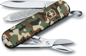 Victorinox, Classic, Swiss Army Pocket Knife, Small, Multi Tool, Camping, 7 Functions, Blade, small, Nail file, Screwdriver 2.5 mm, Camouflage